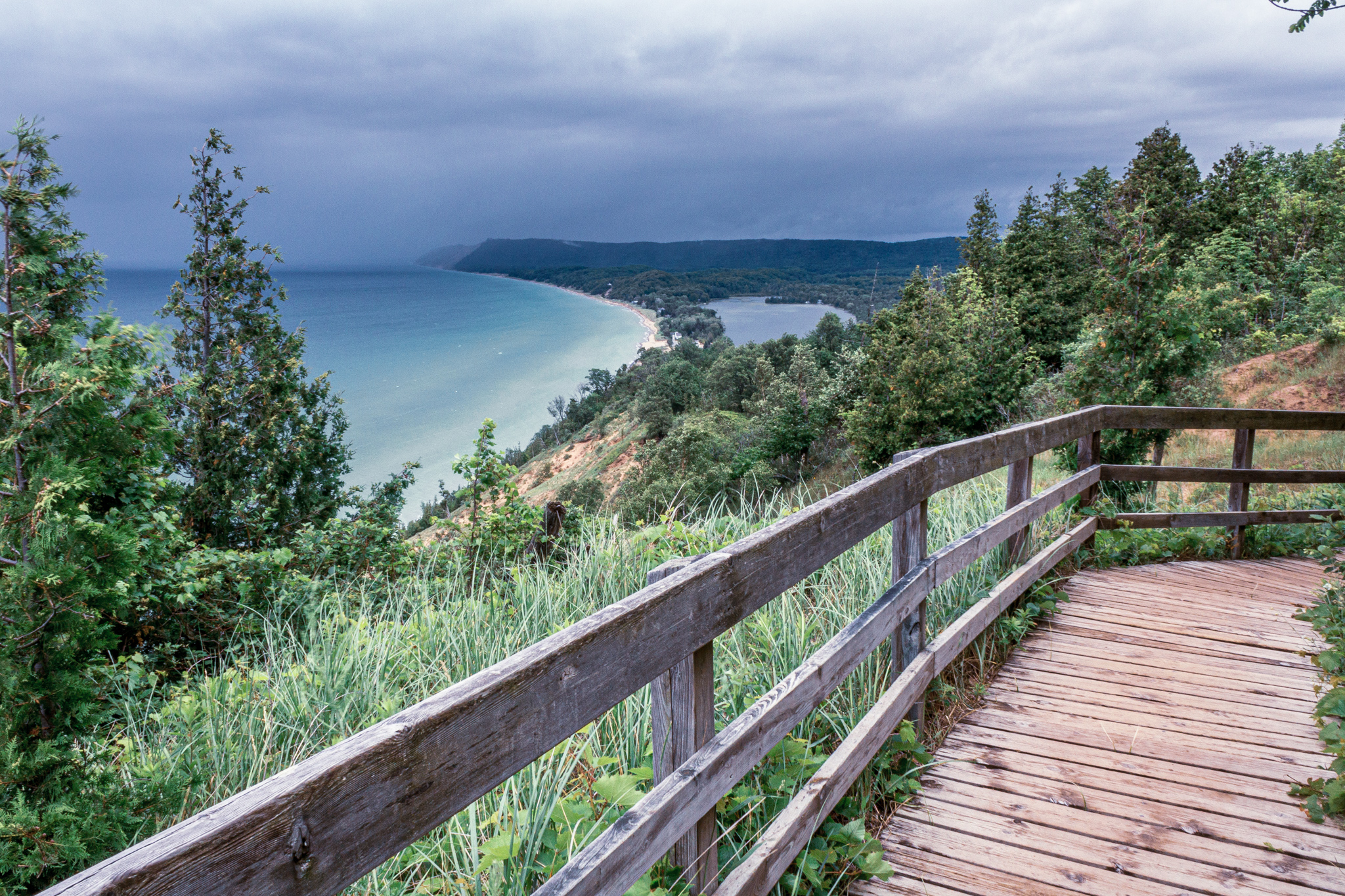 Sweeping views from Empire Bluffs overlooking Lake Michigan in the Sleeping Bear Dunes National Lakeshore