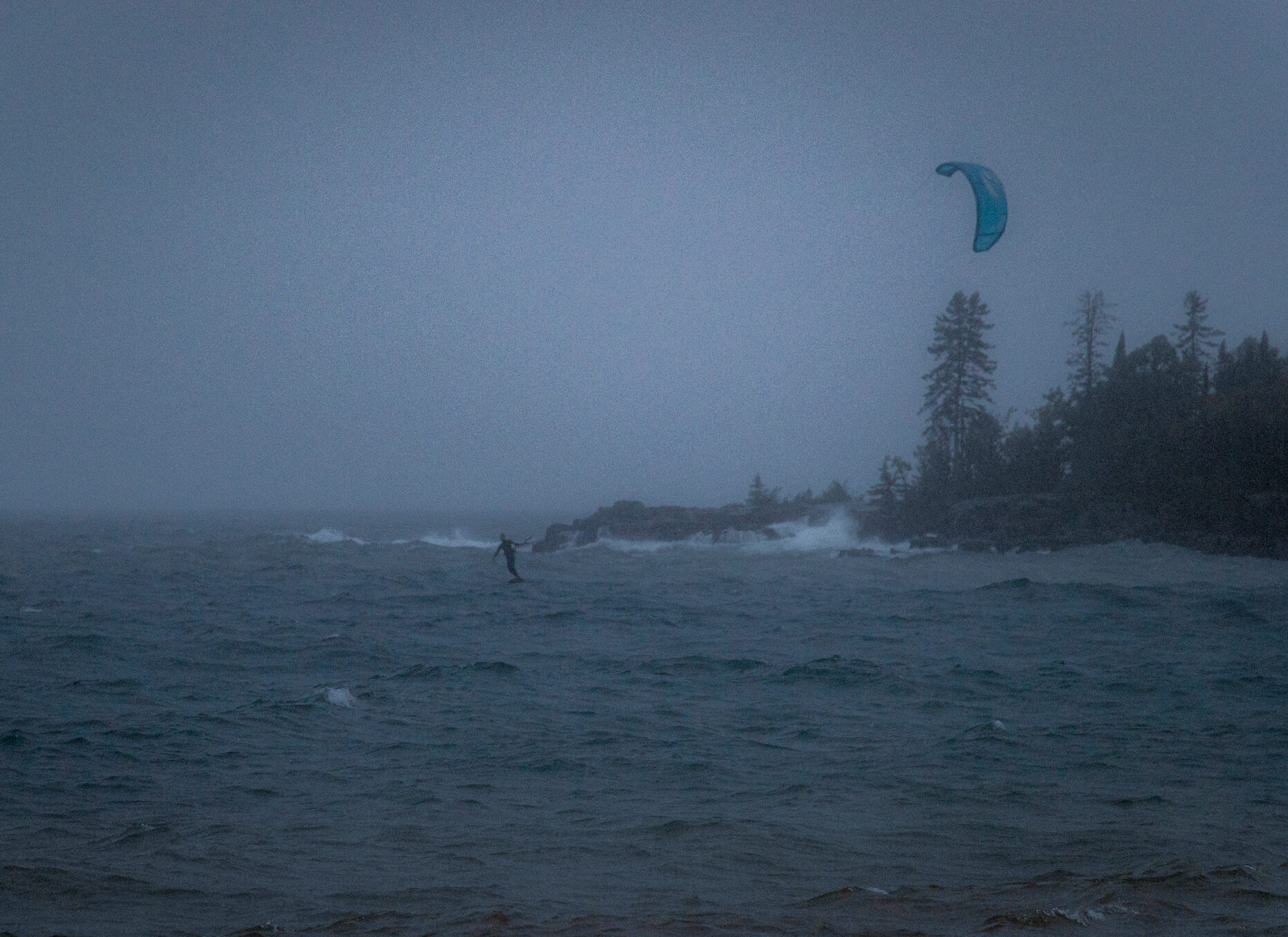 A windsurfer on Lake Superior by Artists Point Grand Marais MN