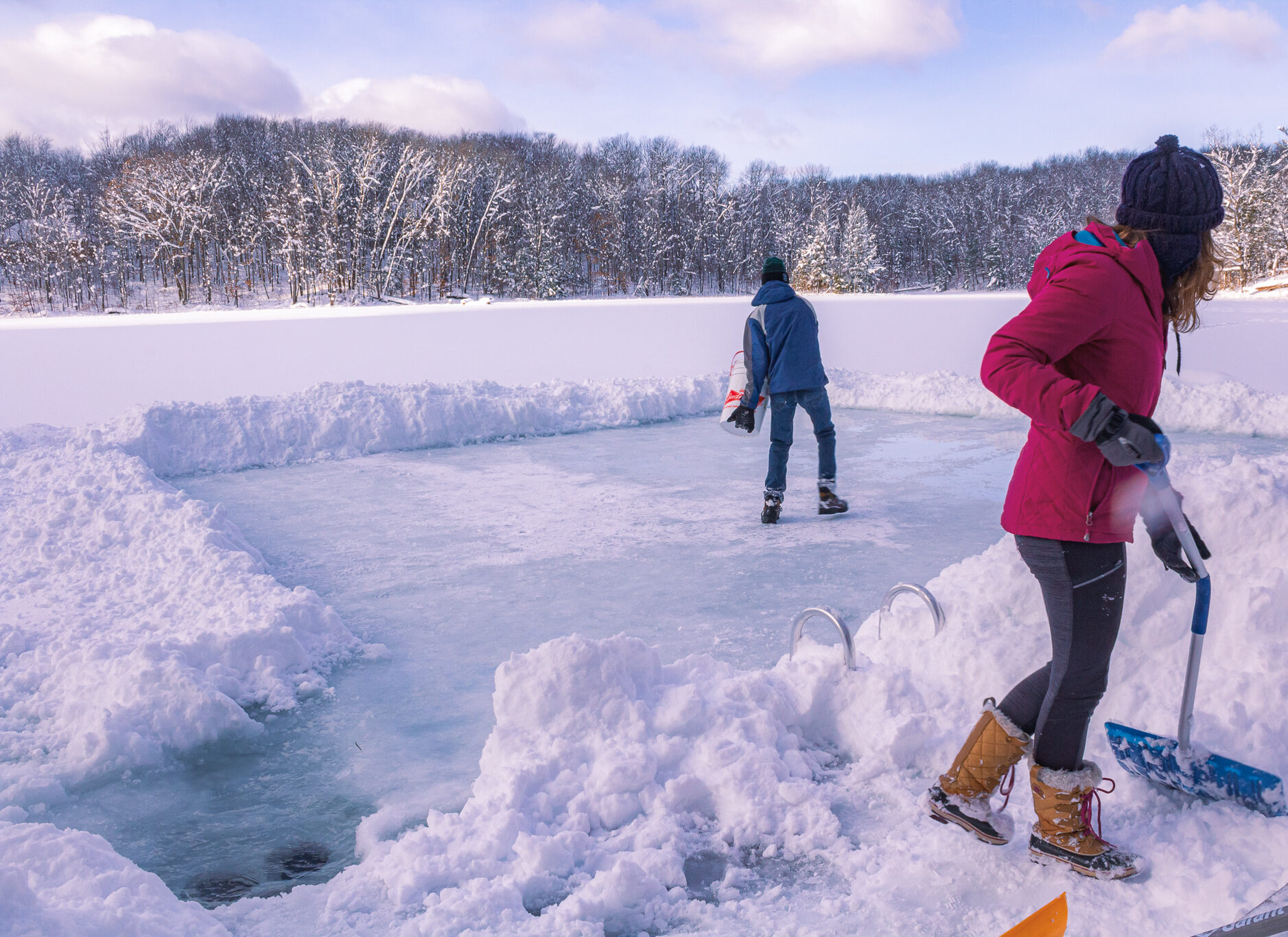 build an ice skating rink : one of the best things to do in the winter in michigan!